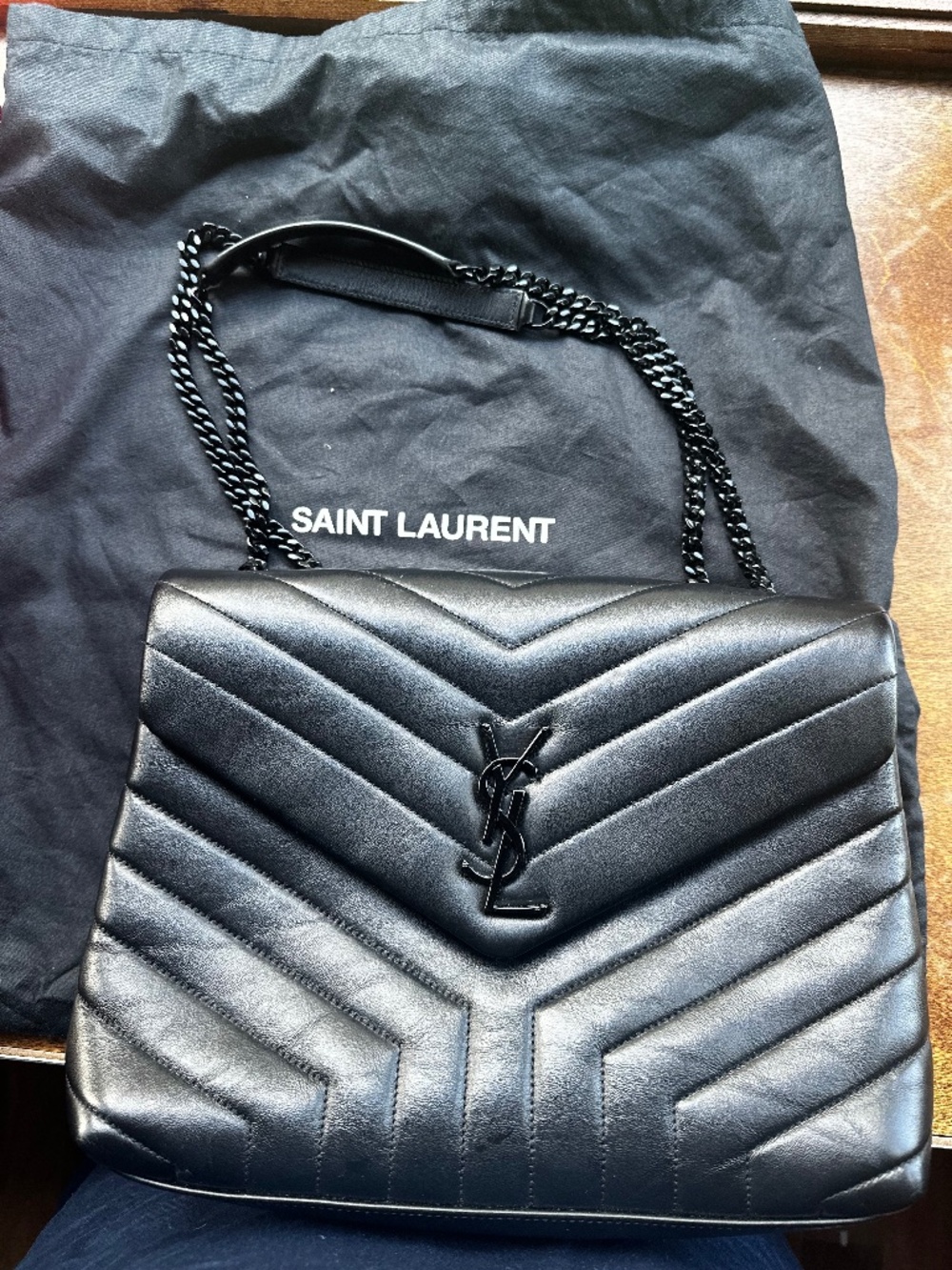 Saint Laurent Loulou Small — Asphalt/Silver